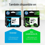 CARTUCHO DE TINTA HP - 667 - NEGRO - Imagen 2