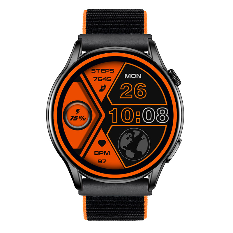 T7-VELCRO_NEGRO_NARANJA_WEB_1 Reloj T7 Negro + Pulsera velcro negro con orilla naranja - Imagen 1