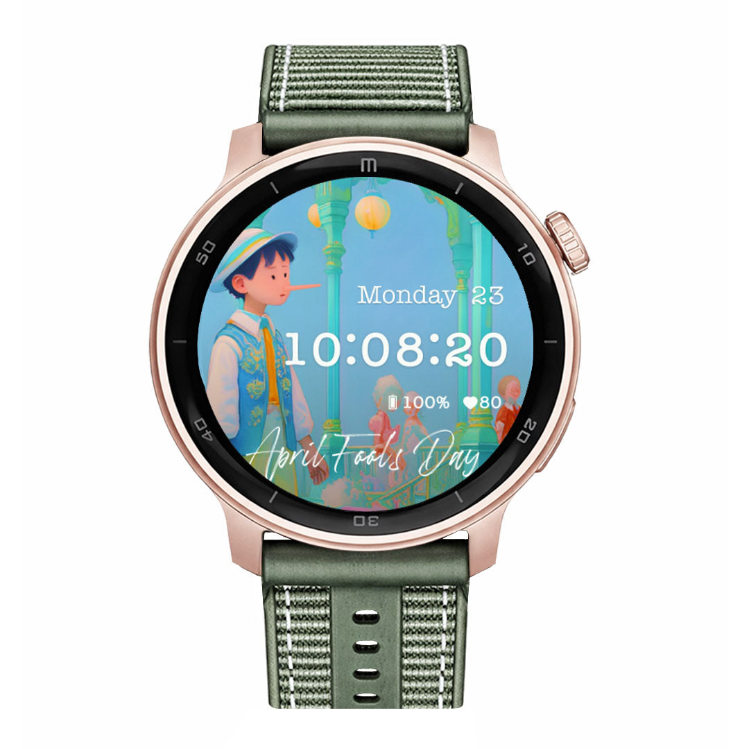 T8LonaVerdec_Bordado RELOJ T8 ROSA + PULSERA LONA VERDE CON BORDADO - Imagen 1