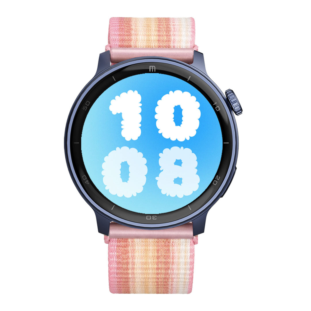 VELCRO_ROSA_CLARO_T8AZUL RELOJ T8 AZUL + PULSERA VELCRO ROSA TONOS CLAROS BLANCOS - Imagen 1